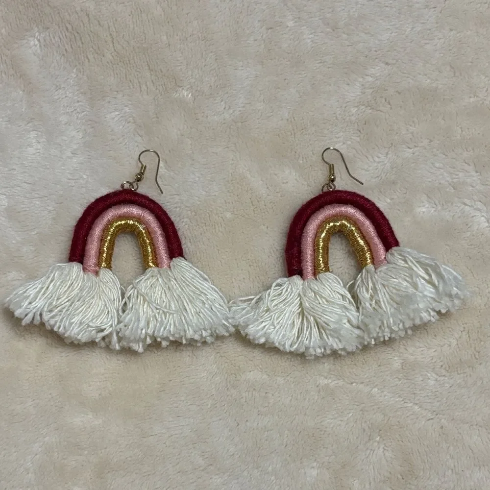 Rainbow Tassel Earrings, boho